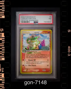 2006 POKEMON EX CRYSTAL GUARDIANS #6 LUDICOLO-REVERSE FOIL PSA 7 NM - Image 1