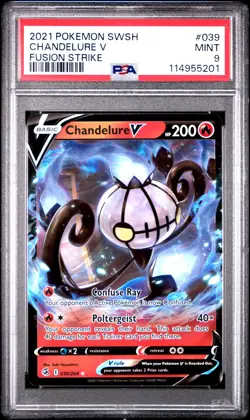 2021 POKEMON SWORD & SHIELD FUSION STRIKE #039 CHANDELURE V PSA 9 - Image 1