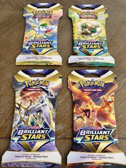 Pokemon (4) Brilliant Stars Sleeved Booster Packs Art Set - Image 1