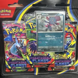 Pokemon Mega Evolution Phantasmal Flames 3 Pack Blister Weavile SEALED - Image 1