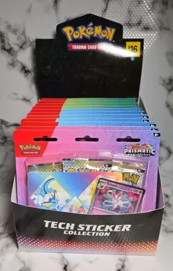 Pokemon Prismatic Evolutions Tech Sticker Collection 11ct!!! Display Case - Image 1