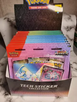 Pokemon Prismatic Evolutions Tech Sticker Collection 11ct!!! Display Case - Image 3