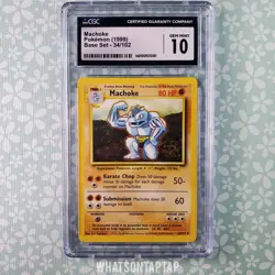 Pokemon Card Machoke 34/102 Uncommon Regular Base Set Unlimited CGC 10 Vintage - Image 1
