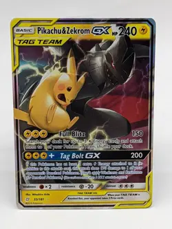 Pokemon Pikachu & Zekrom GX Tag Team Full Art Holo 33/181 2019 HP240 Rare Card - Image 1