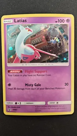 Latias SM87 Cosmos Holo Black Star Promo Full Swirl Pokemon Card NM - Image 1