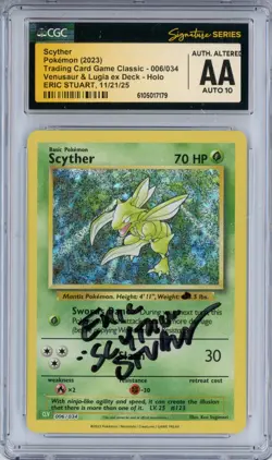 CGC Authentic Auto 10 Eric Stuart Scyther 006/034 Trading Card Game Classic Holo - Image 1