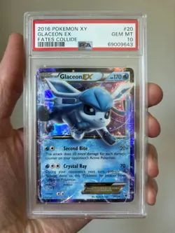 Pokemon Glaceon EX XY Fates Collide Holo Ultra Rare #20 PSA 10 Gem Mint - Image 1