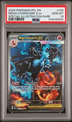 2025 POKEMON PFL EN-PHANTASMAL FLAMES #125 MEGA CHARIZARD X EX PSA 10 - Image 1