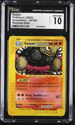 Pokemon Golem 14/165 Reverse Holo Expedition - CGC 10 - Image 1