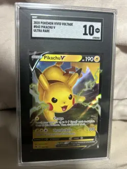 SGC 10 GEM MINT Graded Pokemon 2020 Pikachu V 043/185 SWSH Vivid Voltage - Image 1