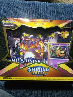 Pokemon TCG Shining Fates Dedenne Shining Fates Mad Party Pin Collection Sealed - Image 1