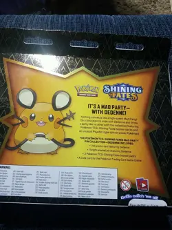 Pokemon TCG Shining Fates Dedenne Shining Fates Mad Party Pin Collection Sealed - Image 2