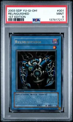 YUGIOH 1st Ed RELINQUISHED SDP-001 Ultra Rare PSA 9 - Image 1