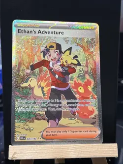 Pokemon TCG Destined Rivals Ethan's Adventure Full Art Trainer Card 236/182 - Image 1