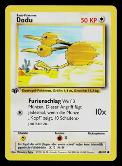 Pokemon Card - Doduo Dodu German 1st Edition Base Set 48/102 Common - Image 1