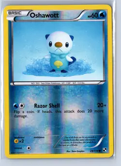 Pokemon: Black and White Oshawott (28) #28/114 Common,Reverse Holo .VO5 - Image 1
