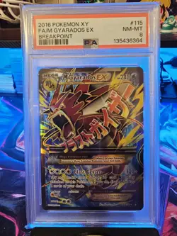 2016 POKEMON XY BREAKPOINT #115 FULL ART/M GYARADOS EX PSA 8 - Image 2