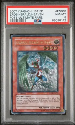 2007 YUGIOH 1ST FOTB-EN018 ZERADIAS HERALD OF HEAVEN ULTIMATE PSA 8 NM #88098142 - Image 1