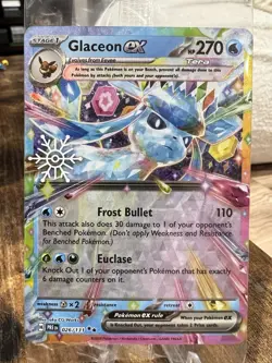 Pokemon TCG Prismatic Evolutions Glaceon EX Card 026/131 Stamped Holiday Promo - Image 1