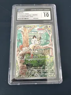 Pokemon TCG Meowth Illustration Rare Phantasmal Flames 106/094 Gem Mint CGC 10 - Image 2