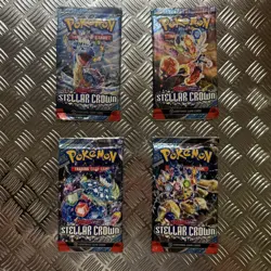Pokemon Scarlet & Violet Stellar Crown Bundle 4 x TCG Booster Packs - Image 1
