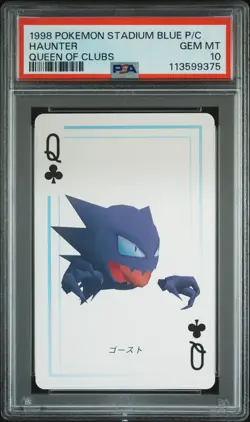 1998 POKEMON STADIUM BLUE VERSION PLAYING CARDS QUEEN OF CLUBS HAUNTER PSA 10 - Image 1