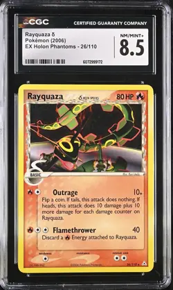 CGC 8.5 Rayquaza δ 2006 EX Holon Phantoms 26/110 Pokemon Card - Image 1