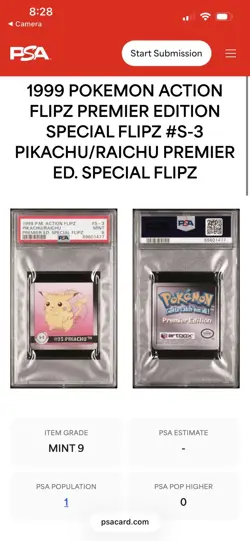 1999 Pokemon Pikachu/Raichu Special Flipz Premier Edition S-3 PSA 9 POP 1 - Image 3