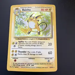 Pokemon TCG Raichu Base Set Holo Rare Card 14/102 LP/MP Condition - Image 1