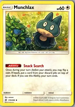 Munchlax 173/236 Uncommon SM - Unified Minds LP Pokemon Card - Image 1