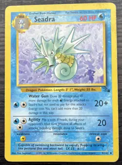 Seadra 42/62 Pokemon TCG WOTC Base Set Fossil Uncommon Heavily Played HP - Image 1