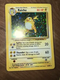 Pokemon TCG Raichu Base Set Holo Unlimited Rare Card 14/102 - Image 1