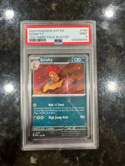 2025 Pokemon SVP English promo JTG Three Pack Blister #188 Scrafty PSA 9 LOW POP - Image 3