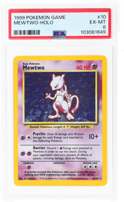 1999 Pokemon Base Set Mewtwo Holo #10 PSA 6 - Image 1