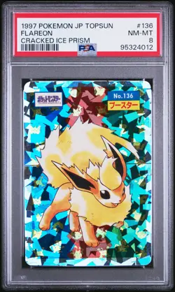 PSA 8 1997 Pokemon Japanese Topsun Flareon Cracked Ice Prism #136 - Image 1