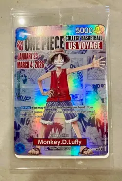 Monkey.D.Luffy US Voyage P-055 One Piece Rutgers College basketball card NEW - Image 1