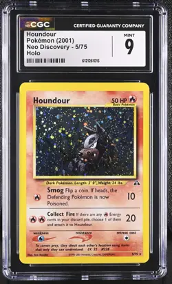 CGC 9 HOUNDOUR 2001 Neo Discovery 5/75 Holo WOTC Pokemon Card - Image 1