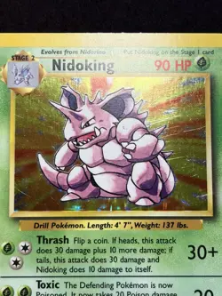 Nidoking Holo Rare #11/102 - Base Set - 1999 WOTC Vintage Pokemon - Image 2