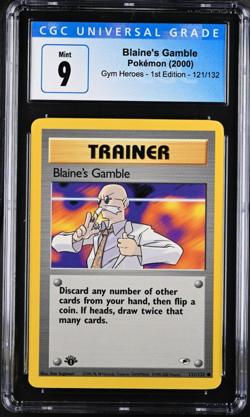 Blaine's Gamble 121/132 1st Edition Pokemon Gym Heroes CGC 9 Mint - Image 1