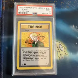 PSA 9 Pokemon 2000 1st Edition Gym Heroes Lt. Surge Trainer Rare #101 - Image 1