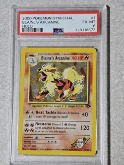 Pokemon 2000 Gym Challenge Blaine's Arcanine 1/132 PSA 6 HOLO - Image 1