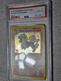 Pokemon 2000 Gym Challenge Blaine's Arcanine 1/132 PSA 6 HOLO - Image 2