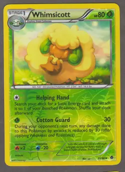 Whimsicott 11/98 Emerging Powers Reverse Holo Uncommon Grass Pokemon 2011 NM - Image 1