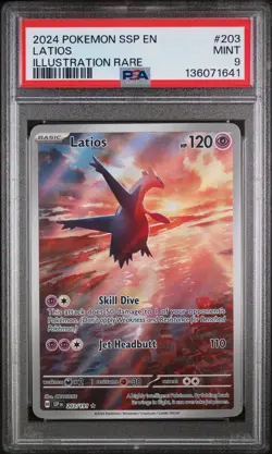 Latios Illustration Rare Pokemon Ssp En-Surging Sparks 203/191 PSA 9 - Image 1