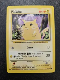 Pokemon Base Set Pikachu 1999-2000 UK 4th Print 58/102 NEAR MINT - Image 1