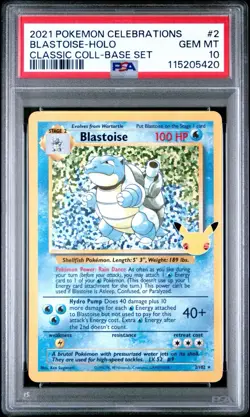 2021 Pokemon Celebrations Classic Collection #2 Blastoise Holo PSA 10 Gem Mint - Image 1