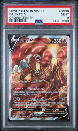 Entei V Pokemon Sword And Shield Crown Zenith GG36 NM PSA 9 - Image 1