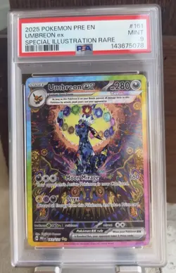 2025 POKEMON PRISMATIC EVOLUTIONS ILLUSTRATION RARE #161 UMBREON EX PSA 9 - Image 1