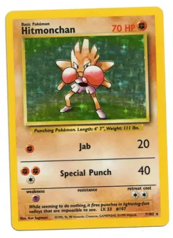 Pokemon Card: Hitmonchan HOLO 7/102 Base Set Vintage Rare! EXC - Image 1
