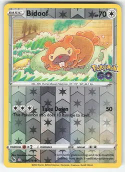 Bidoof 059/078 Peelable Ditto Pokemon TCG Pokemon GO NM - Image 1